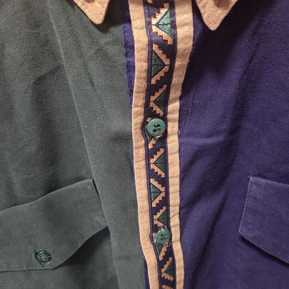 Vintage Koda Sunset Western Aztec Colorblock Button-Up USA Size Large - Picture 3 of 6